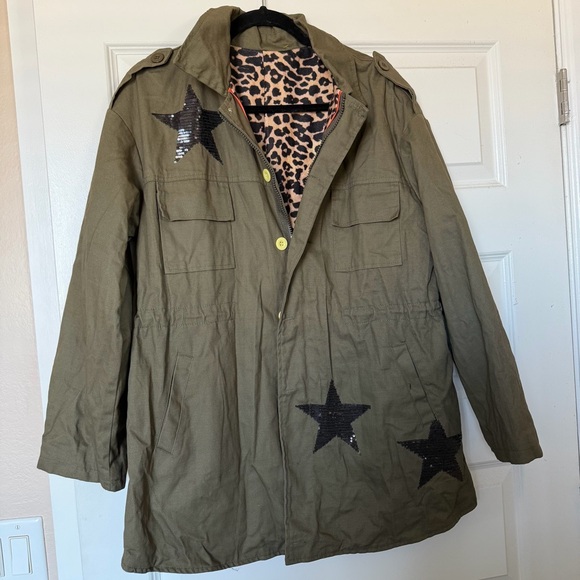 Olive Green Sequin Embellished Jacket - Picture 2 of 8